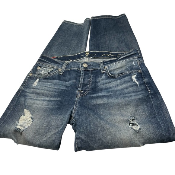 7 For All Mankind JOSEPHINA Boyfriend Stretch Distressed Jeans Size 26 - Picture 7 of 14